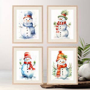 Vintage Christmas Painting Watercolor Wall Art Christmas Wall Art Set of 3 Holiday Wall Decor for Living Room Winter Wall Art for Bedroom