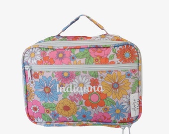 Insulated lunch bag pink floral print