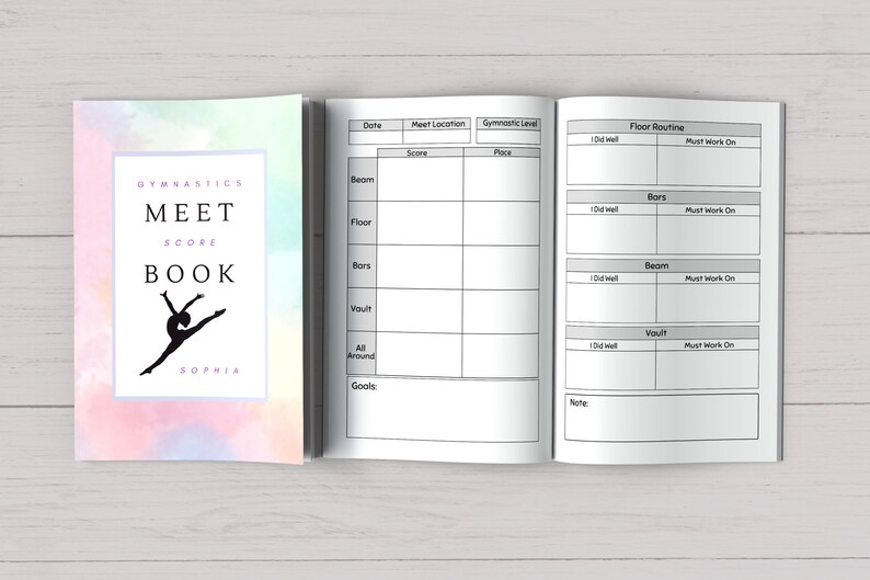 Custom Name Gymnastics Meet Score Book for Gymnasts Perfect Gymnastics