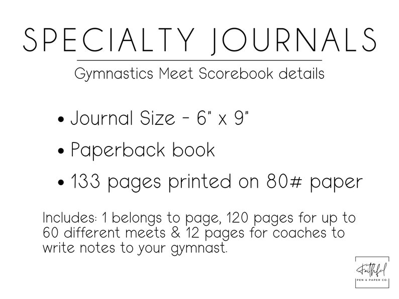 Custom Name Gymnastics Meet Score Book for Gymnasts Perfect Gymnastics