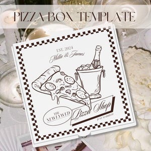 Wedding Pizza Box Template | Custom Wedding Pizza | Wedding Late Night Snack | Wedding Favours | Custom Pizza Box | Canva Template | Wedding