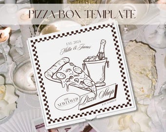 Wedding Pizza Box Template | Custom Late Night Snack (Canva Digital Download)