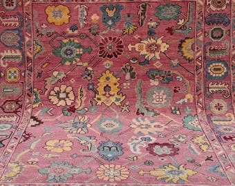 Alfombra Oushak rosa: alfombra de lana turca anudada a mano, suave y bohemia, ideal para decorar dormitorios o salas de estar (13x20 cm, 15x23 cm, 20x25 cm, 23x30 cm, 25x35 cm, 25x35 cm).