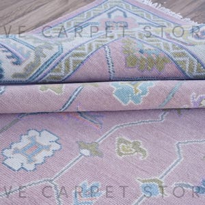 Soft Pink Oushak inspired Hand Knotted Rug 4x6, 5x8, 6x9, 8x10, 9x12, 10x14 ft Handmade Rugs for Living Room - Antique Contemporary Rugs
