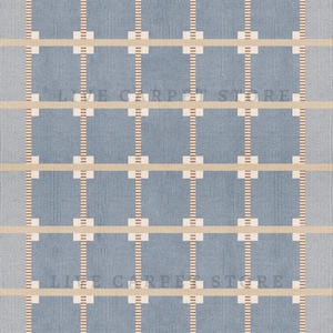 Hand Woven Wool Flatweave Rug Rose Blush Cream Checkered Pattern | Handwoven Minimalist Accent Carpet for Office Entryway Custom Area Rug