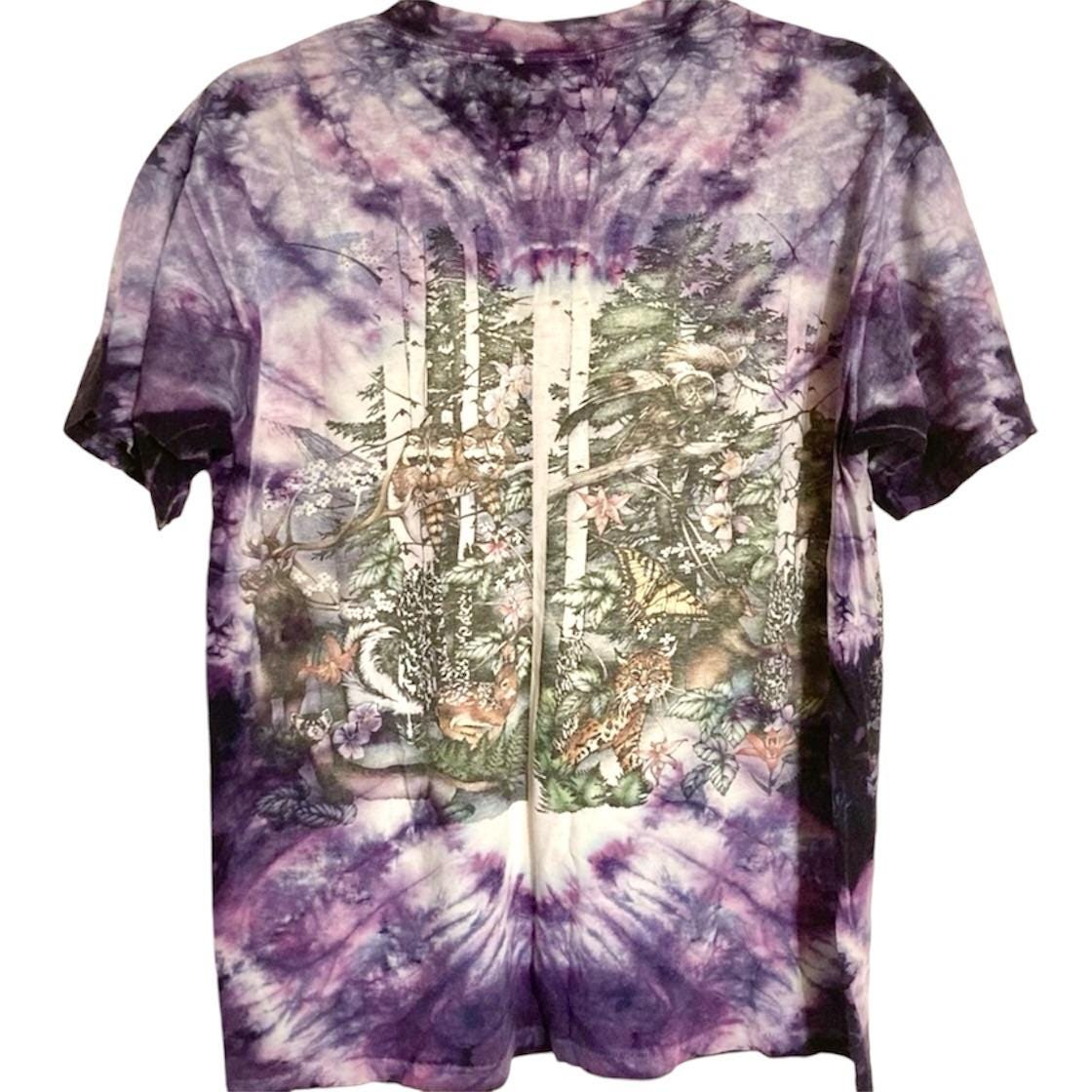 Chapman Graphics Vintage Tie Dye T-shirt Forest Woodland Animals