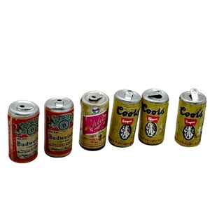 バービー ミニチュアビール缶 バドワイザー シュリッツ クアーズ 70年代 高さ1インチ 6個セット ヴィンテージ