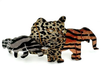 Vintage Rhinestone Leopard Print Bow Barrette: Neutral Fall  display picture 2