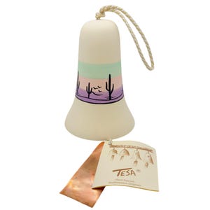 Tesa Southwest Pottery Hand Painted Clay Bell Wind Chime 6.5 Inch Vintage