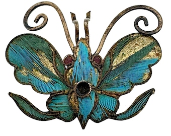 Kingfisher Blue Feather Butterfly Pin Brooch Hair Comb Piece Decor #126