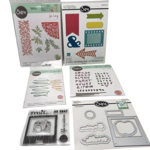Sizzix Thinlits Framelits Stansmessen Alfabet Bloemen Pijlen Fotolijstkaart