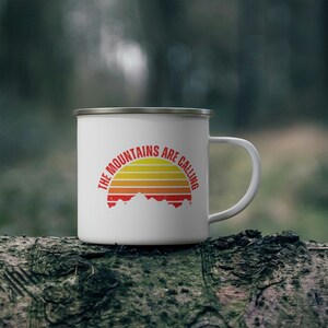 Die Berge rufen Emaille Camping Tasse | Camping Tasse | Camp Tasse