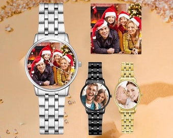 Christmas gifts Custom Photo Watch for Men,Engraved text name Steel Belt Watch watch,Personalised Engraved Photo Watch，gift for him