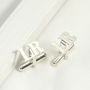 Personalized Sterling silver cufflinks Custom Cufflinks for Groom Men&#39;s Initials Cufflinks Personalized Wedding Best Man Jewelry Gift