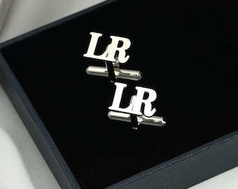 Sterling silver cufflinks Custom Cufflinks for Groom Men's Initials Cufflinks Personalized Wedding Best Man Jewelry Gift