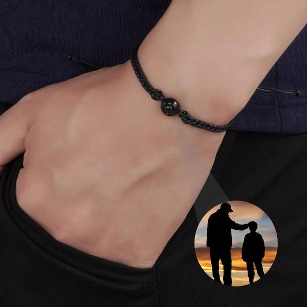 Projection Foto Armband Personalisierte Benutzerdefinierte Familie Haustier Foto Paare Armbänder Geschenk für ihn Geflochtene Hand Seil Armband