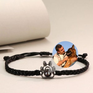 Projection Photo Bracelet Personalized Custom Dog paws Pet Photo Bracelets Gift for him Anniversary gifts