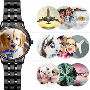 Custom Photo Watch for Men,Engraved text name Steel Belt Watch watch,Personalised Engraved Photo Watch，gift for him