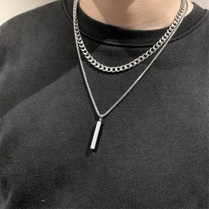 Gepersonaliseerde Naam Bar Ketting Vierkant 3D Bar Aangepaste Naam/Datum/Symbool Ketting Roestvrij Stalen Hanger Vrouwen/Mannen huwelijksgeschenken