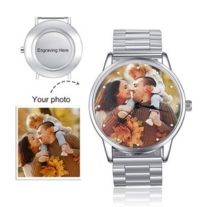 Custom Photo Watch for Men,Engraved text name Steel Belt Watch watch,Personalised Engraved Photo Watchgift for him zdjęcie 8