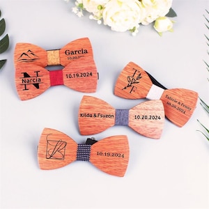 Custom wedding ties, wooden bow tie clips, groomsman ties, groom ties, personalized Bow Ties