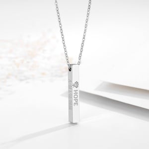 Gepersonaliseerde Naam Bar Ketting Vierkant 3D Bar Aangepaste Naam/Datum/Symbool Ketting Roestvrij Stalen Hanger Vrouwen/Mannen huwelijksgeschenken afbeelding 6