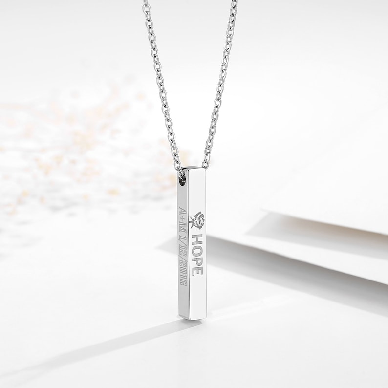 Personalized Name Bar Necklace Square 3D Bar Custom Name/Date/Symbol Necklace Stainless Steel Pendant Women/Men Wedding Gifts zdjęcie 6