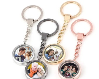 Porte-clés médaillon photo personnalisé, médaillon personnalisé avec porte-clés photo, porte-clés photo personnalisé en verre, cadeau commémoratif