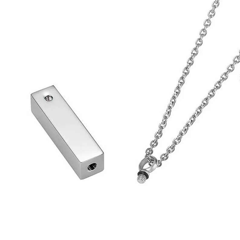 Noms personnalisés Cube Bar Urne Collier Memorial Ash Souvenir Pendentif Crémation Bijoux Cadeaux souvenirs personnalisés image 7