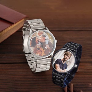 Custom Photo Watch for Men,Engraved text name Steel Belt Watch watch,Personalised Engraved Photo Watch，gift for him