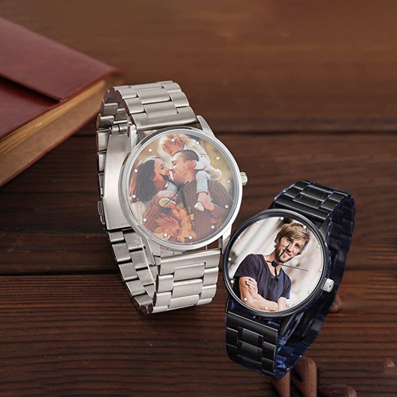 Custom Photo Watch for Men,Engraved text name Steel Belt Watch watch,Personalised Engraved Photo Watchgift for him zdjęcie 1