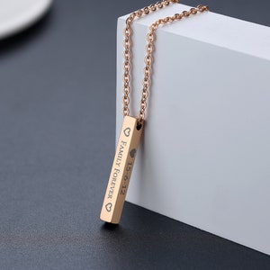 Personalized Name Bar Necklace Square 3D Bar Custom Name/Date/Symbol Necklace Stainless Steel Pendant Women/Men Wedding Gifts zdjęcie 4