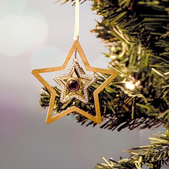 Personalised Star Photo Projection Ornament With Picture Inside,Custom Photo Ornament For Christmas Tree,Customized Pentagram Projection Hanging Pendant For Xmas Party Gifts