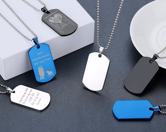 Personalisierte Tags Halskette Benutzerdefinierte Dog Tag Halskette, Gravur Text Memorial Anhänger, Custom Memorial Military Halskette für Männer