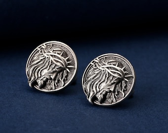 Men's Business Cufflinks French Shirt Cuff Buttons Mythology Head Cuff Studs Vintage Personality Cufflinks