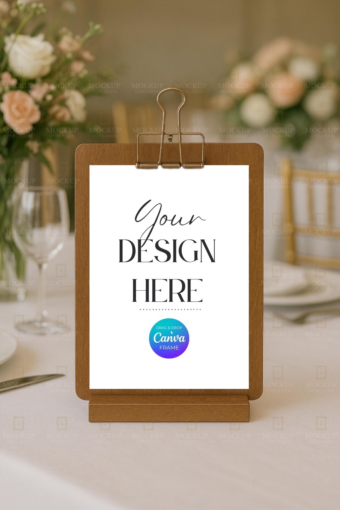 5x7 Elegant Wedding Table Sign Mockup Template, Canva Smart Frame Drag ...