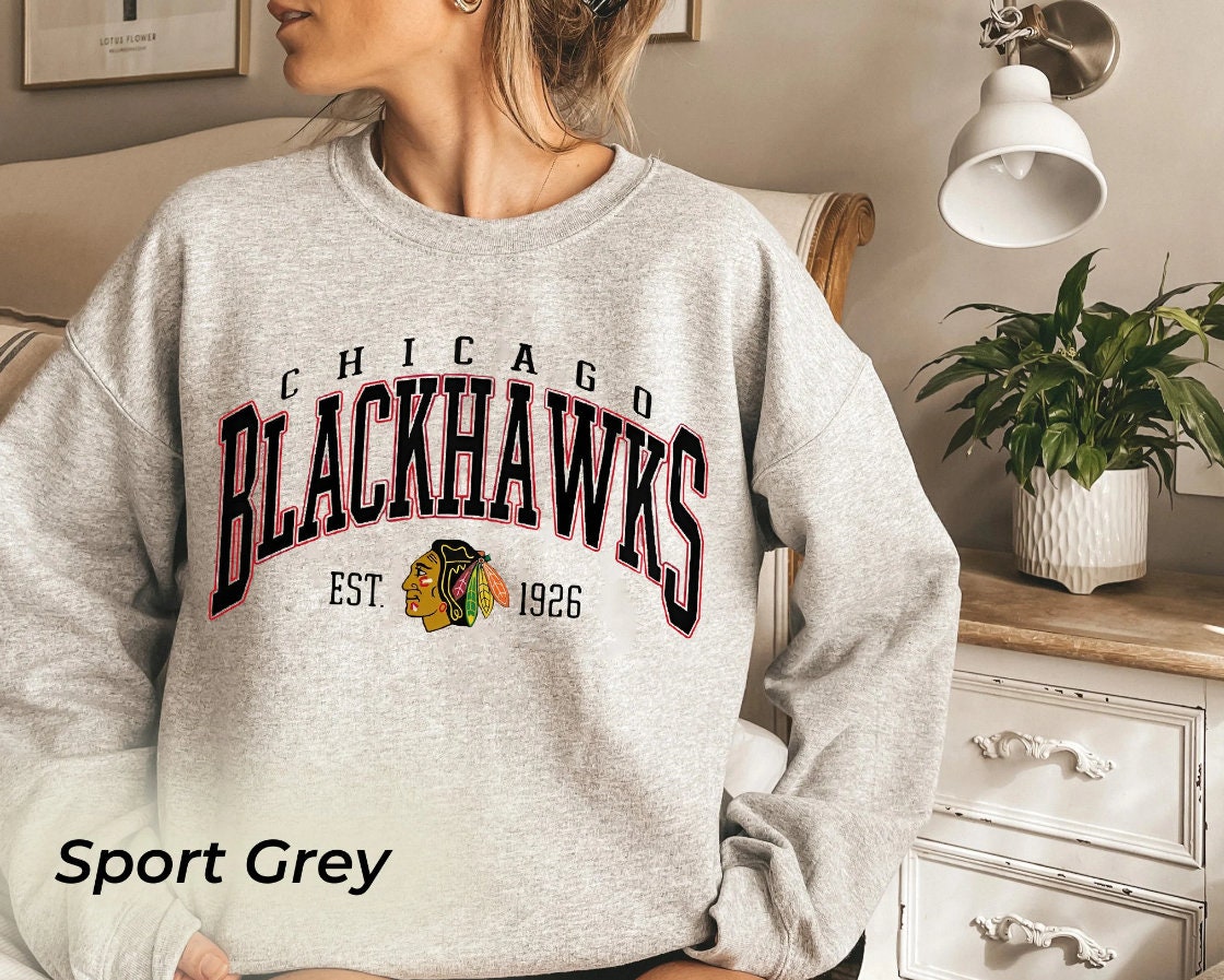 Concepts Sport Women's Chicago Blackhawks Oatmeal Terry Crew Neck Sweatshirt, Small, Tan