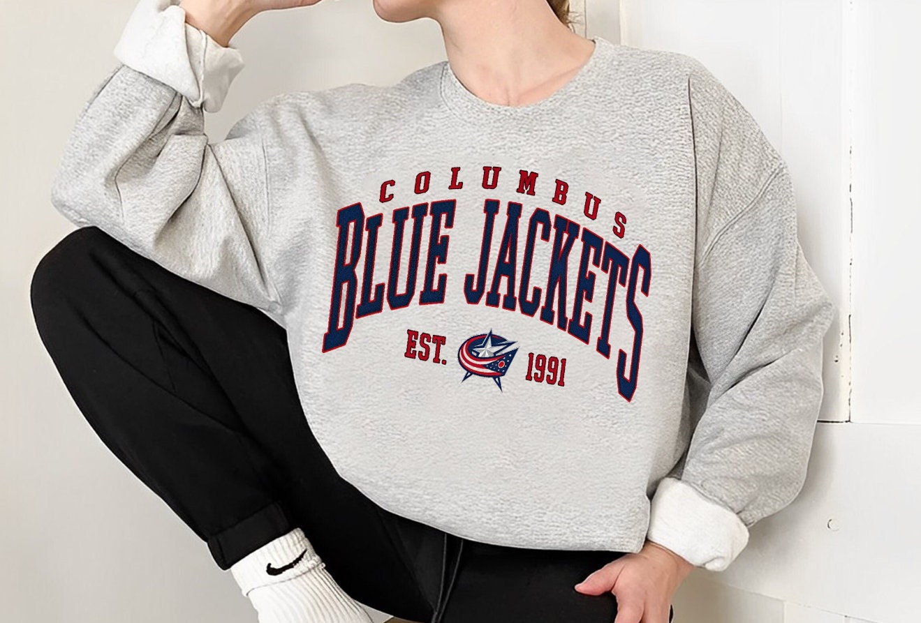 Columbus Blue Jackets, NHL One of a KIND Vintage Sweatshirt with Crystal  Star Design