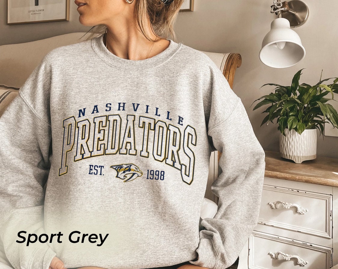 Nashville Predators Sweatshirt Hockey Retro Crewneck Vintage Nashville Cute  TN Gift 90s Aesthetic Crew - Anynee