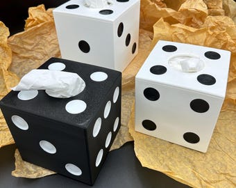 D6 dice Tissue Box Cover - Dice Themed 3D Printed Decor