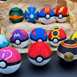 Poké Balls- Durable 3D Printed Poké Ball with Magnetic Closure - Great Gift for Enthusiasts, Kids, and Gamers
