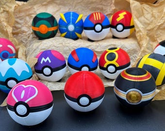Poké Balls- Durable 3D Printed Poké Ball with Magnetic Closure - Great Gift for Enthusiasts, Kids, and Gamers