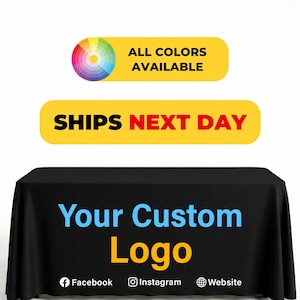 Custom Tablecloth, Personalized Logo Table Cover for Trade Shows, Vendor Booth, Craft Fair