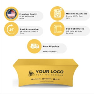 Custom Stretch Tablecloth With Logo | Personalized Table Cover For Events, Craft And Trade Show | Custom Printed Table Cloth With Your Brand image 2