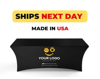 Custom Stretch Tablecloth With Logo | Personalized Table Cover For Events, Craft And Trade Show | Custom Printed Table Cloth With Your Brand