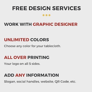 K&ouml;nnte beinhalten: Grafik mit Text, der kostenlose Designleistungen bewirbt. Der Text enth&auml;lt "Arbeiten Sie mit einem Grafikdesigner", "Unbegrenzte Farben", "Rundumdruck" und "Informationen hinzuf&uuml;gen". Der Hintergrund ist hellgrau mit gelben Pfeilakzenten.