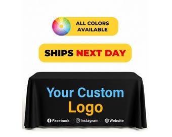 Custom Tablecloth, Personalized Logo Table Cover for Trade Shows, Vendor Booth, Craft Fair