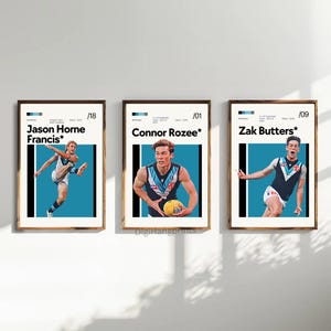 Cadeaux de football de Port Adelaide pour les fans de football | Zak Butter, Connor Rozee, Jason Francis, oeuvre d'art murale pour chambre à coucher à imprimer, football, idée cadeau instantanée