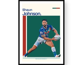Shaun Johnson NewZealand Warriors Rugby League Stampabili istantanei per pareti della camera da letto in 16x20 pollici