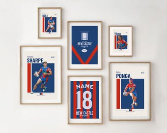 Newcastle Knights Rugby League Set Printable for Sports Wall | Size A4
